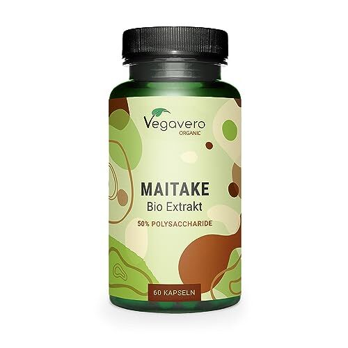 Vegavero MAITAKE BIO ®   con 50% di Polisaccaridi   7500 mg (15:1) di estratto   60 capsule   Vegan