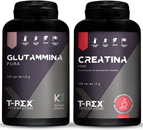 Rex , Creatina Monoidrata + Glutammina CreaPulse Integratore alimentare per massa muscolare, definizione e boost energetico pre workout (Compresse)