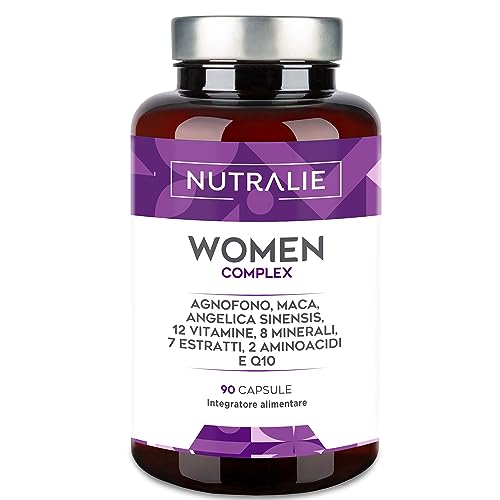 NUTRALIE Complesso Multivitaminico Donna Energia Equilibrio ormonale Immunità Pelle Capelli Ossa 20 vitamine e minerali 90 capsule