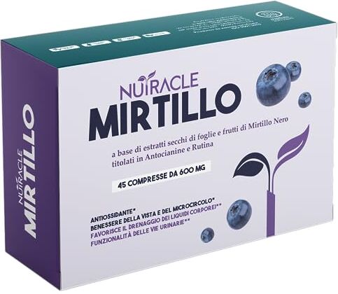 Rex Nutracle Mirtillo nero 45 compresse   Integratore Microcircolo Gambe, Capillari, Vene Occhi e Vista   Drenante per Circolazione Titolato in Antocianine e Rutina, Salute delle vie urinarie