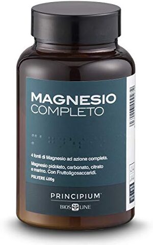 Bios Line Principium, 4 fonti di magnesio ad azione completa, Integratore anti stress, Senza glutine e lattosio (400g)