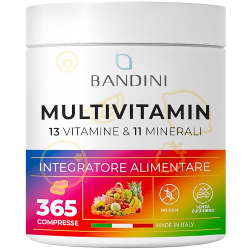 BANDINI ® Multivitaminico Completo 365 compresse (Scorta per 1 Anno) Integratore Multivitamin Complex con 13 Vitamine e 11 Minerali Complesso Multi-Vitaminico Uomo e Donna Prodotto in Italia