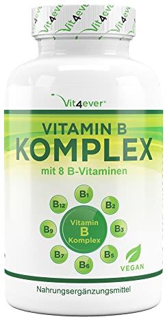 Vit4ever Vitamina B Complex 365 compresse tutte le 8 vitamine B in 1 compressa vitamina B1, B2, B3, B5, B6, B12, biotina e acido folico qualità premium vegan