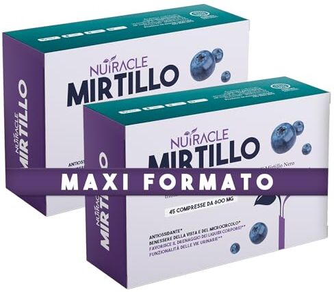 Rex Nutracle Mirtillo nero 90 compresse da 600mg   Integratore Microcircolo Gambe, Capillari, Vene Occhi e Vista   Drenante per Circolazione Titolato in Antocianine e Rutina (45 Unità (Confezione da 2))