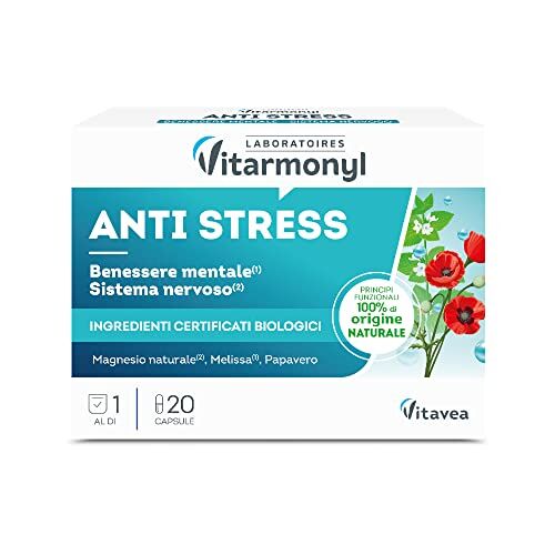 Vitarmonyl ANTI STRESS Integratore alimentare per il benessere mentale e il sistema nervoso A base di magnesio, melissa e papavero 20 capsule 18,8 g