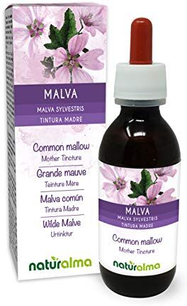 Naturalma Malva (Malva sylvestris) foglie e fiori Tintura Madre analcoolica    Estratto liquido gocce 120 ml   Integratore alimentare   Vegano