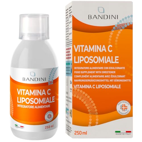 BANDINI ® Vitamina C Liposomiale 1000mg ad Alto Dosaggio   250ml (25 Giorni)   Vitamin C Concentrata Acido Ascorbico da Fermentazione del Mais   Integratore Difese Immunitarie   NO OGM, Vegan