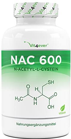 Vit4ever NAC N-Acetil L-Cisteina 180 capsule da 600 mg ciascuna scorta di 6 mesi Vegano Altamente dosato Qualità Premium