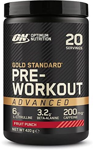 Optimum Nutrition Gold Standard Pre-Allenamento Advanced, Supplemento Energetico in Polvere L-Citrullina, Beta Alanina, Caffeina, Vitamina B6 e B12, Gusto Fruit Punch, 20 Porzioni, 420g