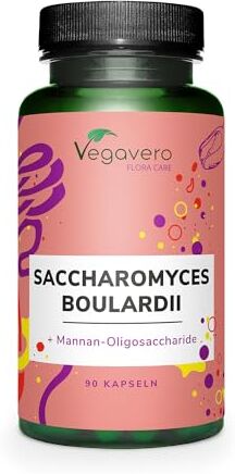 Vegavero Saccharomyces Boulardii ®   7 miliardi di CFU   con Beta Glucani e Oligosaccaridi da S. Cerevisiae   Probiotici e Prebiotici dall’Europa   per Flora Intestinale   90 capsule   Vegan