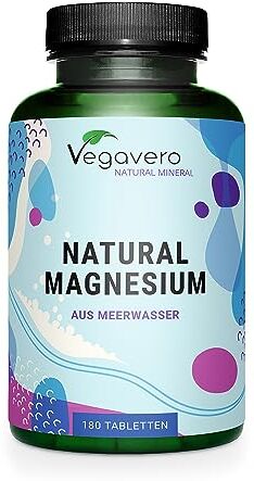 Vegavero Magnesio Marino ®   375 mg   180 compresse   100% NATURALE   Alta Qualità: Aquamin™ dall’Irlanda   Alto Dosaggio e No OGM   Vegan