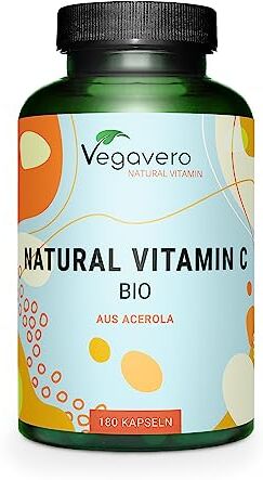 Vegavero Vitamina C Naturale BIO   1060 mg di Acerola   L’unica Biologica e Senza Additivi   Integratore per Sistema Immunitario e Antiossidante   180 capsule   Vegan