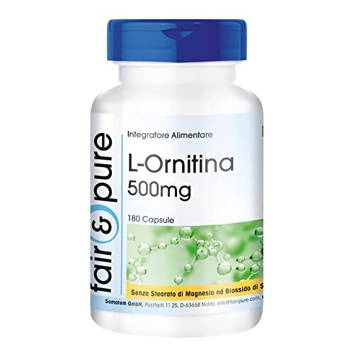 Pure ® L-Ornitina 500mg Aminoacido Vegano Alto dosaggio 180 Capsule