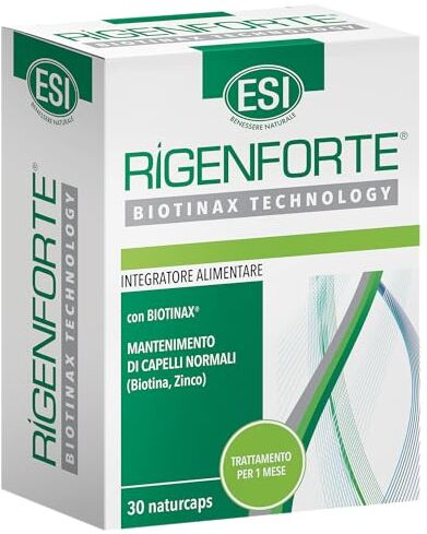 ESI Rigenforte Retard, Integratore Alimentare per Capelli con Biotinax, Zinco e Selenio, Senza Glutine e Vegetariano, 30 Naturcaps