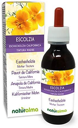 Naturalma Escolzia (Eschscholzia californica) erba Tintura Madre analcoolica    Estratto liquido gocce 120 ml   Integratore alimentare   Vegano