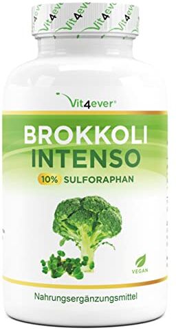 Vit4ever Estratto di broccoli 180 capsule Dosaggio elevato con 1220 mg per dose giornaliera Premium: 10% di sulforafano + estratto di pepe nero Vegan