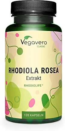 Vegavero Rhodiola Rosea Forte ®   Estratto Premium di Marca Rhodiolife®   3% Rosavine e 1% Salidroside   Buon Umore, Concentrazione e Stanchezza   Testato in Laboratorio   120 capsule   Vegan