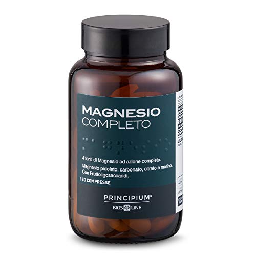 Bios Line Principium, 4 fonti di magnesio ad azione completa, Integratore anti stress, Senza glutine e lattosio (180 Compresse)