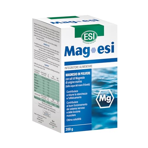 ESI Mag-, Integratore Alimentare di Magno, Ideale Contro Stanchezza e Affaticamento Fisico, Senza Glutine e Vegan, 200 g