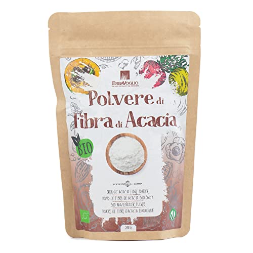 Erbavoglio Alimento Biologico in Polvere Fibra di Acacia Polvere 200 gr Probiotico naturale, ideale per il benessere del tratto digestivo