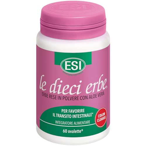 ESI Le Dieci Erbe Colon Cleanse, Integratore Alimentare con Aloe Vera, per la Regolarità del Transito Intestinale, Senza Glutine e Vegan, 60 Ovalette