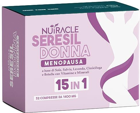 Rex Nutracle Seresil Donna 32 compresse da 1400 mg Integratore Menopausa a base di Isoflavoni della Soia, Salvia, Lavanda, Cimicifuga, Betulla. Per Vampate di Calore (32 compresse)