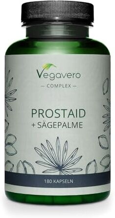 Vegavero Integratore PROSTATA ®   180 capsule   100% Naturale   con Serenoa Repens, Epilobio, Ortica e Zucca   Titolato in Acidi Grassi   per Vie Urinarie Uomo   Vegan