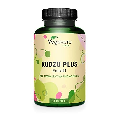 Vegavero KUDZU  ®   6.000 mg (10:1)   180 capsule   8% Isoflavoni   con Vitamina C da Acerola   Alto Dosaggio   Integratore per Menopausa, Ansia e Astinenza   180 capsule   Vegan