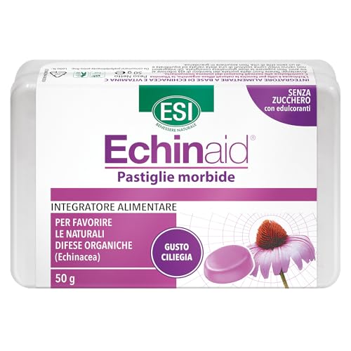 ESI Echinaid Pastiglie Morbide, Caramelle Gola con Echinacea e Vitamina C, Favoriscono le Difese Immunitarie Contro Malanni Tipici della Stagione Invernale, Senza Glutine e Vegan, 50 g