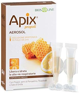 Bios Line Apix Propoli Aerosol, Dispositivo Medico CE con Propoli naturale e Semi di Pompelmo, Monodose per la pulizia delle vie respiratorie, 10 fiale da 2 ml