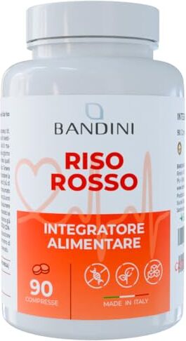 BANDINI ® RISO ROSSO FERMENTATO 90 Compresse Vegane (3 mesi) Monacolina K Contribuisce al Mantenimento di Livelli Normali di colesterolo nel Sangue Mantiene sotto Controllo i Trigliceridi