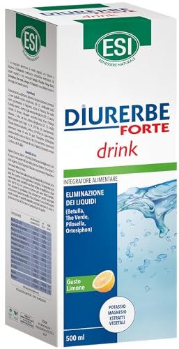 ESI Diurerbe Forte, Integratore Alimentare a Base di Ginepro e Tè Verde, Favorisce la Diminuzione del Ristagno di Liquidi e Tossine nel Corpo, Senza Glutine e Vegano, Gusto Limone, 500 ml