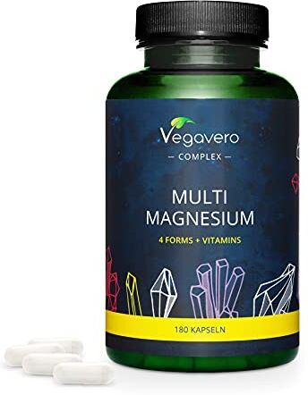 Vegavero MAGNESIO Completo ®   375 mg: 100% VNR   Con le 4 Forme Migliori: Citrato + Bisglicinato + Malato + Taurato   con B2 e B6   180 capsule   Vegan