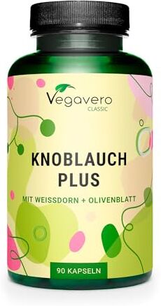 Vegavero Aglio + Biancospino + Ulivo ®   Estratti titolati: 1% di Allicina, 3% di Flavoni e 40% Oleuropeina   Integratore in Capsule per la Pressione Sanguigna*   Vegan