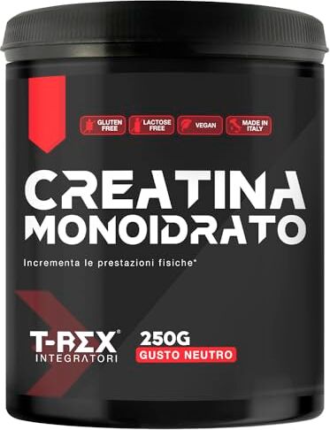 Rex Creatina Monoidrata Integratore alimentare per massa muscolare e boost energetico pre workout (Polvere, 250 g (Confezione da 1))