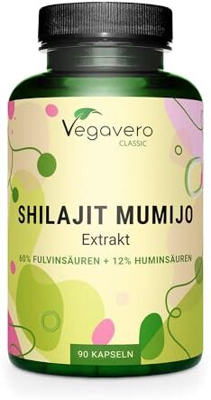 Vegavero SHILAJIT MUMIJO ®   650 mg   con 60% Acidi Fulvici e 12% Acidi Umici   Mumio con più di 85 oligoelementi   Medicina Ayurveda e Tibetana   90 capsule   Vegan