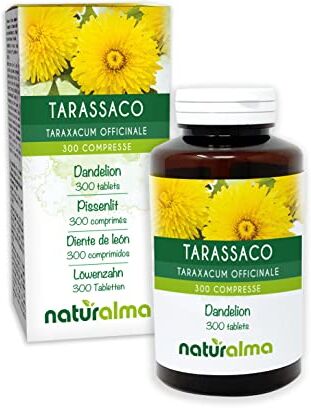 Naturalma Tarassaco (Taraxacum officinale) radici e foglie    150 g   300 compresse da 500 mg   Integratore alimentare   Naturale e Vegano