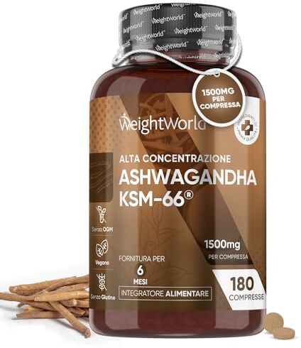 WeightWorld Ashwagandha KSM-66 Alto Dosaggio 1500mg per Compressa, 180 Ashwagandha Compresse Vegan (6 Mesi) Estratto 10:1 di Ginseng Indiano Ashwagandha (Withania Somnifera) Qualità Premium KSM 66 Ashwagandha