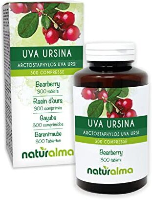 Naturalma Uva ursina (Arctostaphylos uva ursi) foglie    150 g   300 compresse da 500 mg   Integratore alimentare   Naturale e Vegano