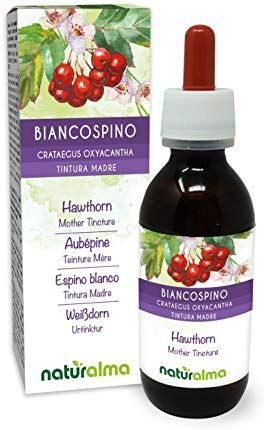 Naturalma Biancospino (Crataegus oxyacantha) foglie e fiori Tintura Madre analcoolica    Estratto liquido gocce 120 ml   Integratore alimentare   Vegano