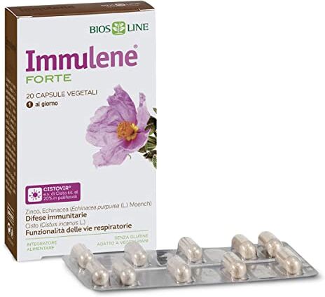 Bios Line Immulene Forte, Integratore Alimentare, Sostiene Le Difese Immunitarie e Contribuisce Alle Funzionalità Delle Vie Respiratorie, 20 Capsule Vegetali…