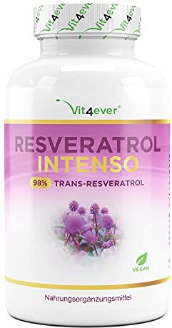 Vit4ever Resveratrolo con 500 mg per capsula Premium: 98% Trans-Resveratrolo da estratto di radice di Knotweed giapponese 60 capsule Dose elevata Vegan