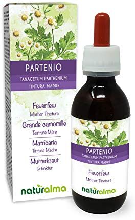 Naturalma Partenio (Tanacetum parthenium) erba con fiori Tintura Madre analcoolica    Estratto liquido gocce 120 ml   Integratore alimentare   Vegano