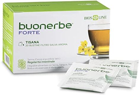 Bios Line Buonerbe Tisana Forte, 20 bustine con Filtro Salva Aroma, Ideale per Favorire La Fisiologica Attività Intestinale, Rimedio per Intestino Irritabile