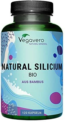 Vegavero SILICIO Organico ®   100% NATURALE   300 mg   da Bamboo Biologico   120 capsule   Integratore Capelli, Pelle e Unghie   Vegan