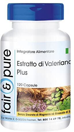 Pure ® Valeriana Complex Plus Estratto di Valeriana Vegan Con luppolo e melissa 120 Capsule