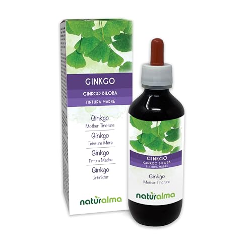 Naturalma Ginkgo (Ginkgo biloba) foglie Tintura Madre analcoolica    Estratto liquido gocce 200 ml   Integratore alimentare   Vegano