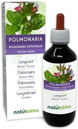 Naturalma Polmonaria (Pulmonaria officinalis) erba con fiori Tintura Madre analcoolica    Estratto liquido gocce 200 ml   Integratore alimentare   Vegano