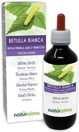 Naturalma Betulla bianca (Betula pendula, alba o verrucosa) foglie Tintura Madre analcoolica    Estratto liquido gocce 200 ml   Integratore alimentare   Vegano