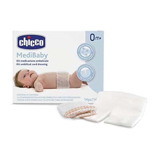 Chicco Kit Medicazione Ombelicale, Set 14 Compresse Pretagliate Per Ombelico E 7 Bende A Rete, Set 21 Pezzi, 0+ Mesi, ‎15.5 x 12.5 x 7.5 cm; 118 grammi